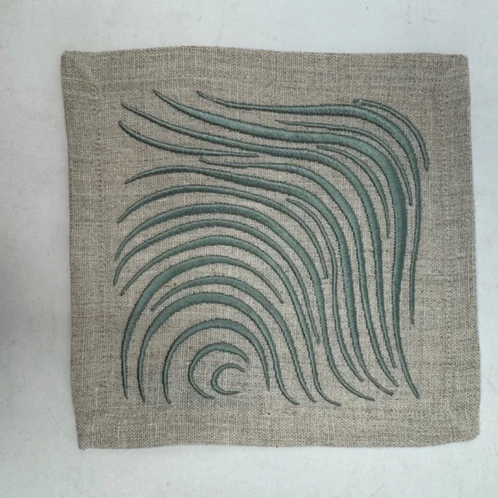 Viabrava‎ 100% Linen Embroidered Placemats Napkins 19 Pieces Abstract Tropical